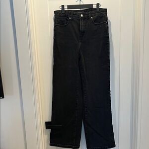 High-Rise Black Wide-Leg Jeans - Women-30” inseam